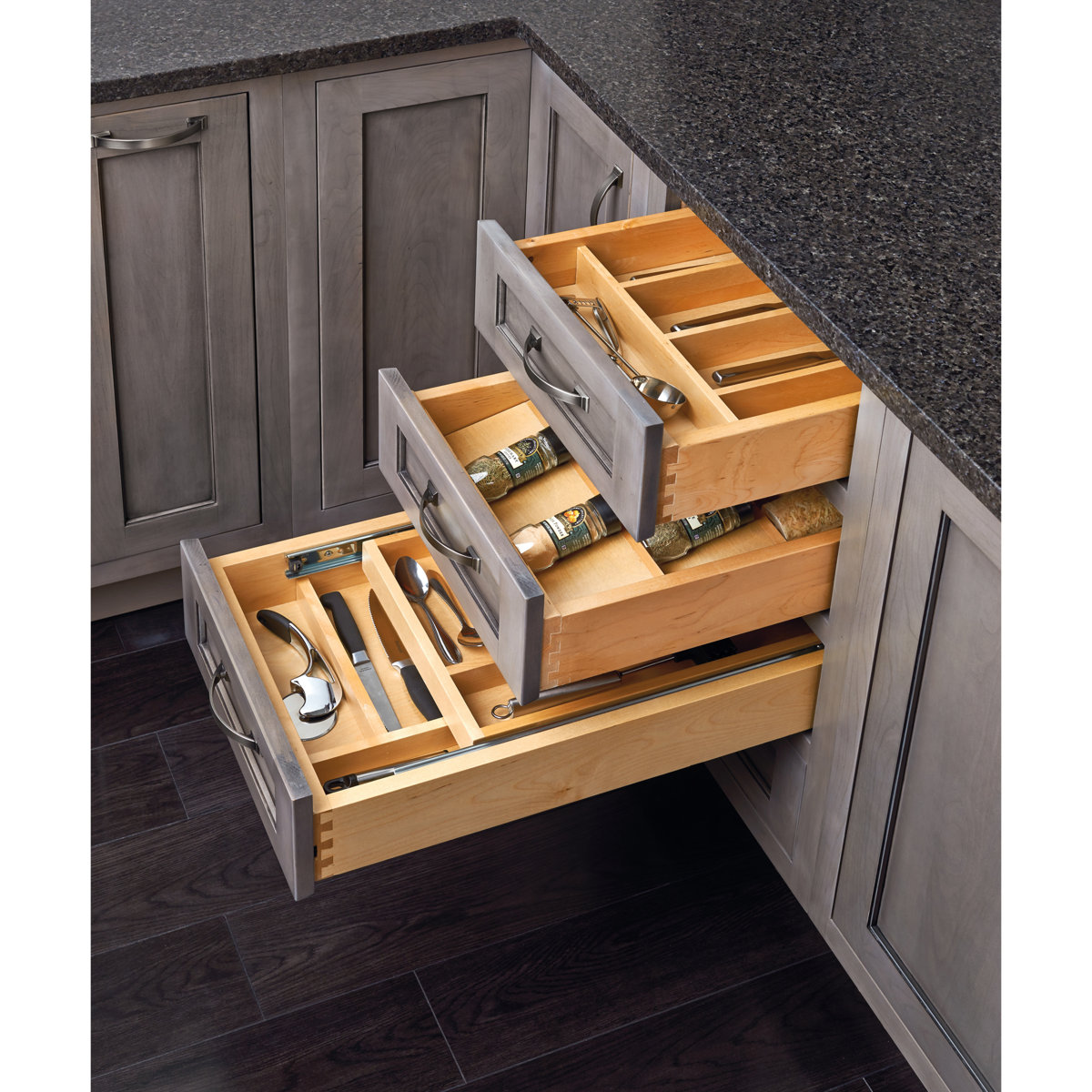 Rev-A-Shelf Wood Trim-to-Fit Cutlery Drawer Organizer Insert, Maple
